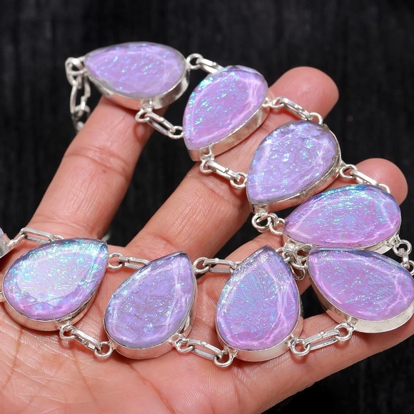 Pink Australian Triplet Opal Necklace! 925 Sterling Silver Stamped! - Picture 3 of 16